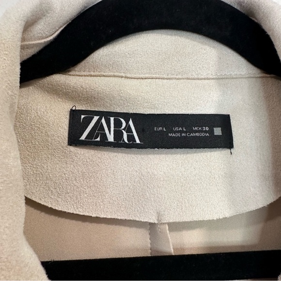 ZARA WOMAN LONG FAUX SUEDE CREAM WITH BELT VEST SIZE L - Picture 6 of 12